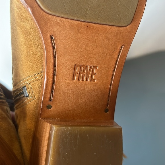 Frye Ray Fringe Over the Knee Tall Suede Grommet Pointed Toe Boots Tan 6.5 - Picture 9 of 13